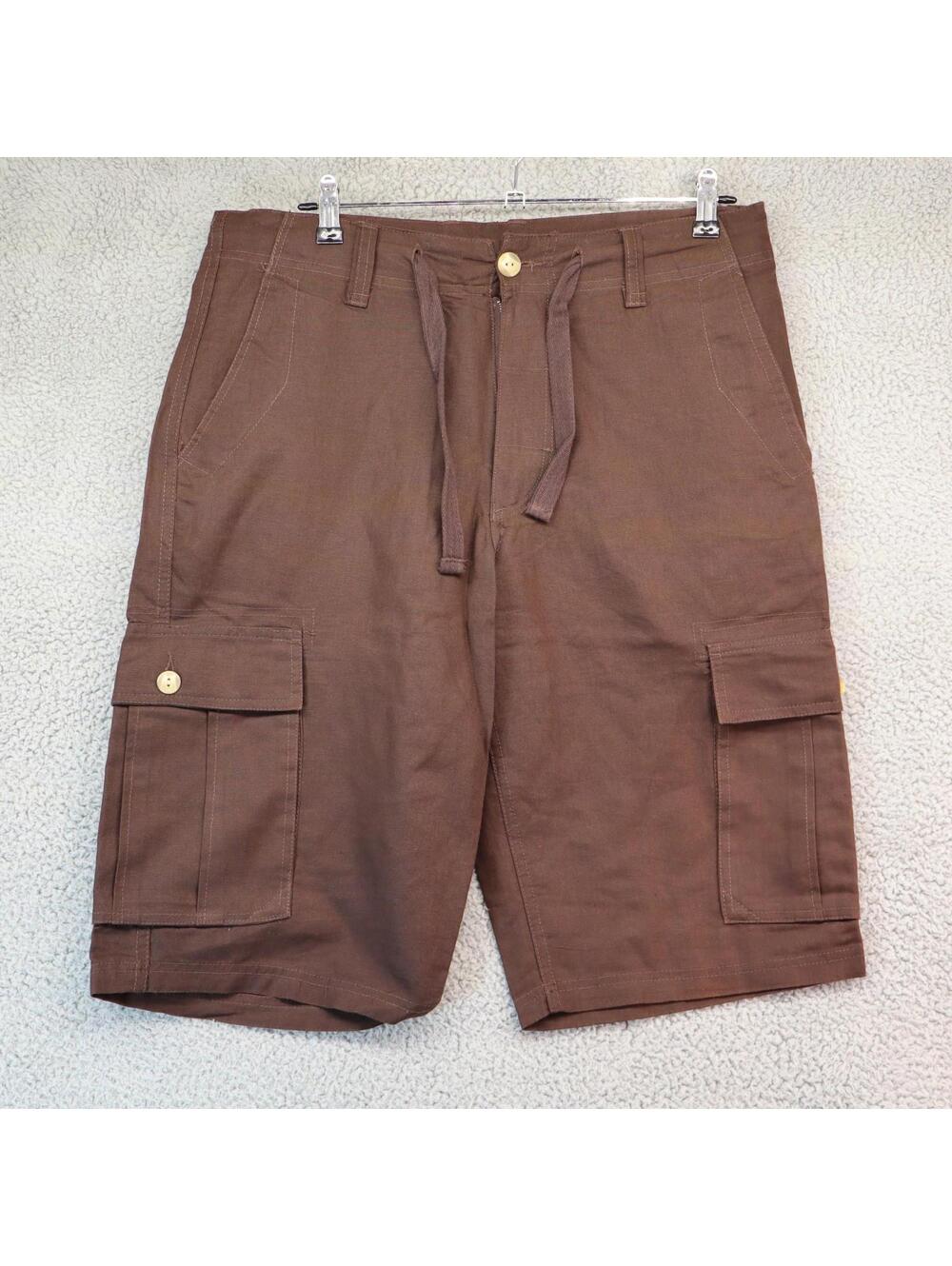 Sean John Cargo Shorts Men Sz 32 Brown Linen Cotton Y2K